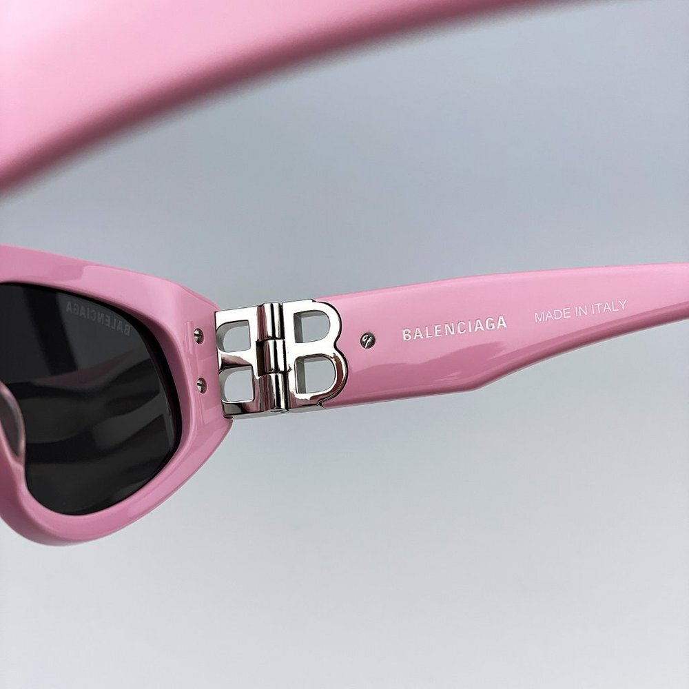 Balenciaga BB0095S 013 BRAND NEW Suglasses Light Pink Silver Grey Cat Eye Unisex - Picture 12 of 15